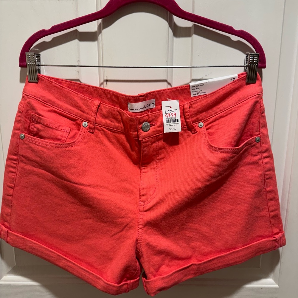 LOFT Women's Vibrant Red Jean Shorts
